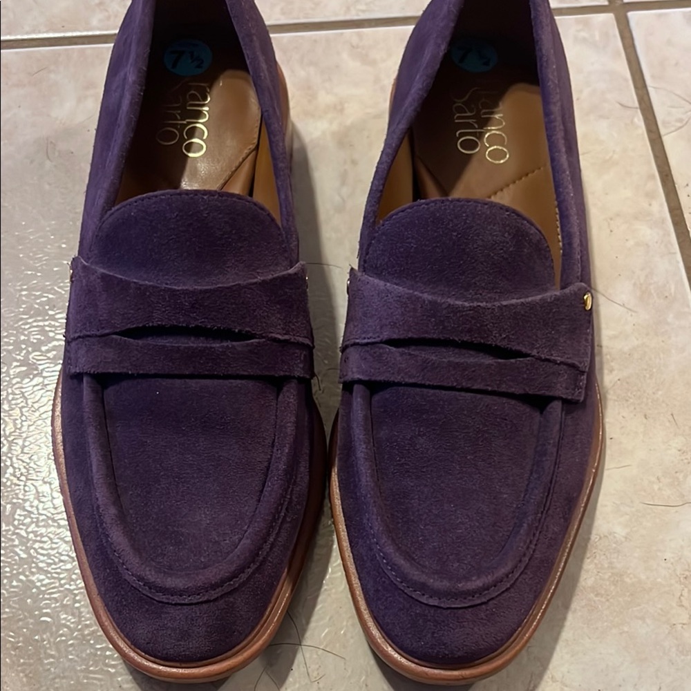 Franco Sarto Womens Edith 2 Penny Loafer Plum Purple Suede
